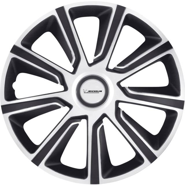 MICHELIN navkapslar 15 tum universella hjulskydd set om 4 för bil ABS plast, svart/silver