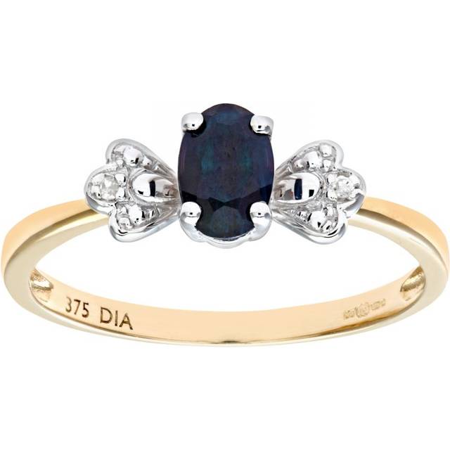 Diamant L'Eternel Womens Ladies 9ct Yellow Gold Diamond and Sapphire Bow Ring - Size P