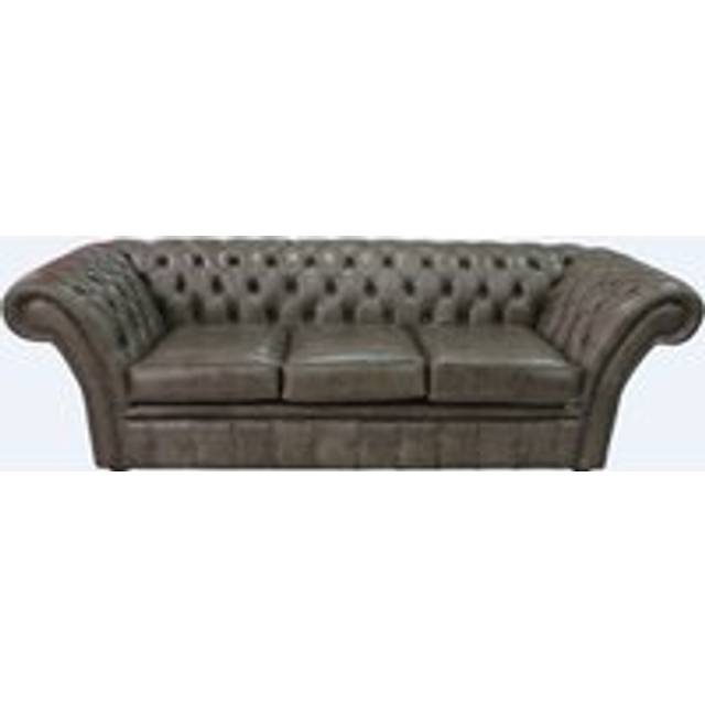 Chesterfield 3 Seater Bronx High Plains Leather Sofa Settee In Balmoral Style