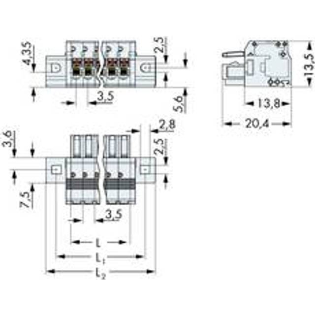 WAGO 2734-102/031-000 Female MCS-MINI 2P 3.5mm Flanged Push Buttons