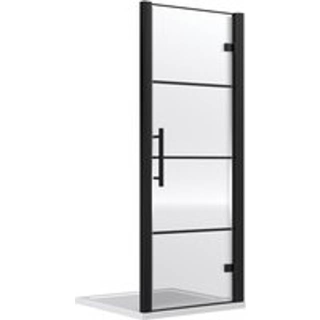 Hudson Reed 900mm Hinged Shower Door - Matt Black