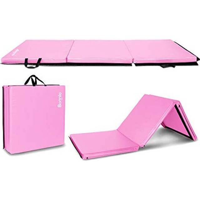 Bonnlo 6' Folding Tri-fold Gymnastics Gym Exercise Aerobics Mat, 6x 2x 2 PU Leather Tumbling Mats for Stretching Yoga Cheerleading Martial Art