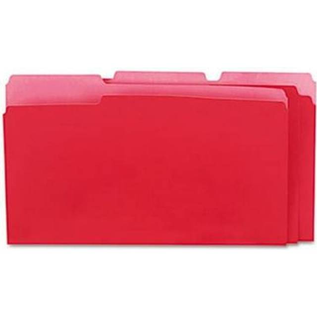 Recycled Interior File Folders- 1/3 Cut- Top Tab- Legal- Red- 100/Box