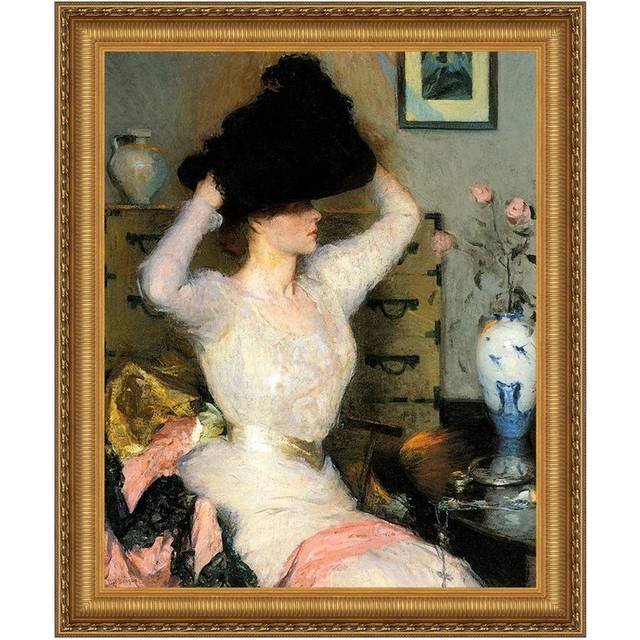 The Black Hat Framed Canvas Replica Painting: Grande