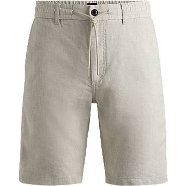 Men's boss tapered-fit linen blend chino shorts in cream