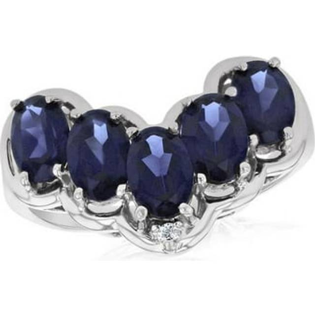 Louis Creations RL2776SD-WG-6.5 0.01 CTW Diamond & Sapphire Fashion Ring, 14K White Gold - Size 6.5