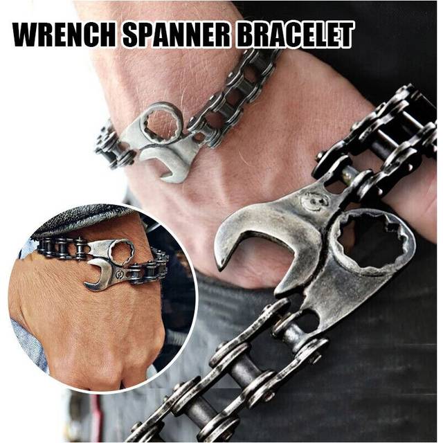 Mens Bikers Bracelet Wrench Spanner Bangle Motorcycle Bike Chain Bracelets