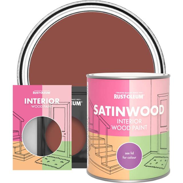 Rust-Oleum Interior Wood Paint, Satinwood - Fire Brick - 750ml - Red