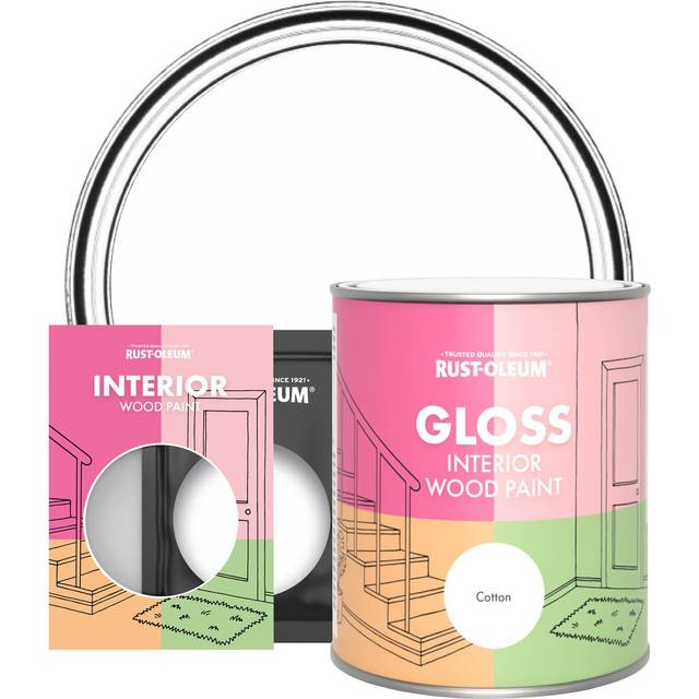 Rust-Oleum Interior Wood Paint, Gloss Finish - Cotton (White) - 10ml