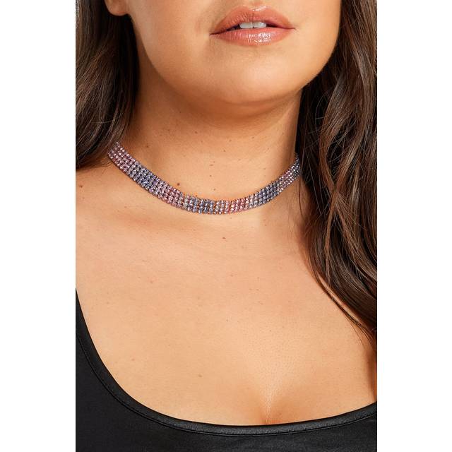 Gold Diamante Ombre Choker Necklace - One Size
