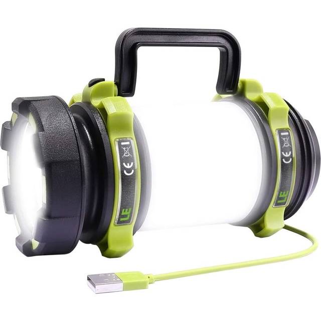 The LE LED camping lamp is rechargeable, with the brightest flashlight in 500LM, 4 lighting modes, 2600mAh mobile power supply and IPX4 waterproof.