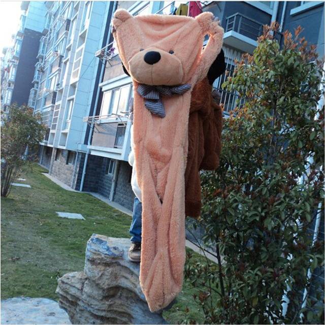 (200CM, light brown) 80/200cm Giant Size Classic Teddy Bear Plush Skin High Quality Low Price Bear Coat Birthday Gift Valentine Gift For Girls