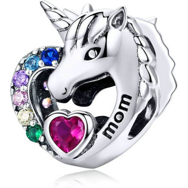 Silver plating Lucky Charms for Girls Heart Mystery Rainbow Beads for Women Charm Bracelet Mother's Day Gifts