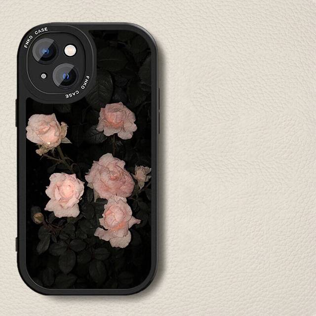 (C, iPhone13) iPhone Series Painted Rose Protective Phone Case