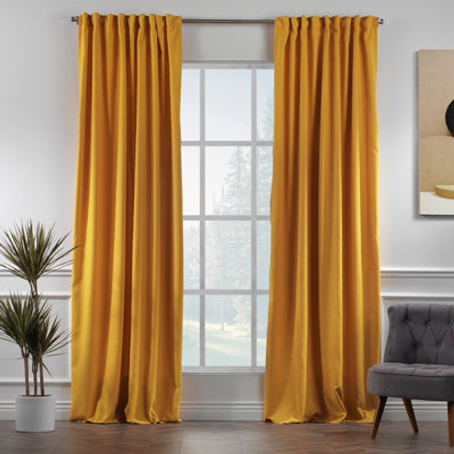 Extra Long & Extra Wide Decorative Curtain Single Panel - Mustard Yellow (280cm Width x 145cm Drop)