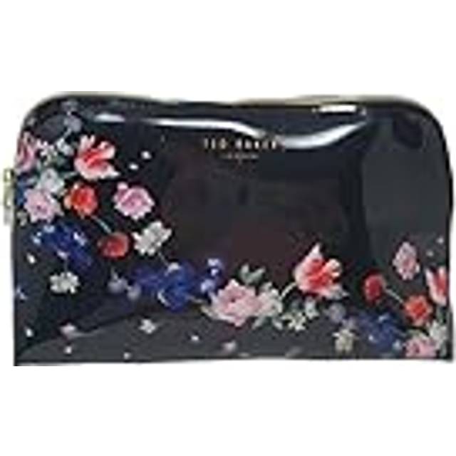 Ted baker ❤️ black sandalwood print glossy make up bag 'evalyn' - vinyl ❤️
