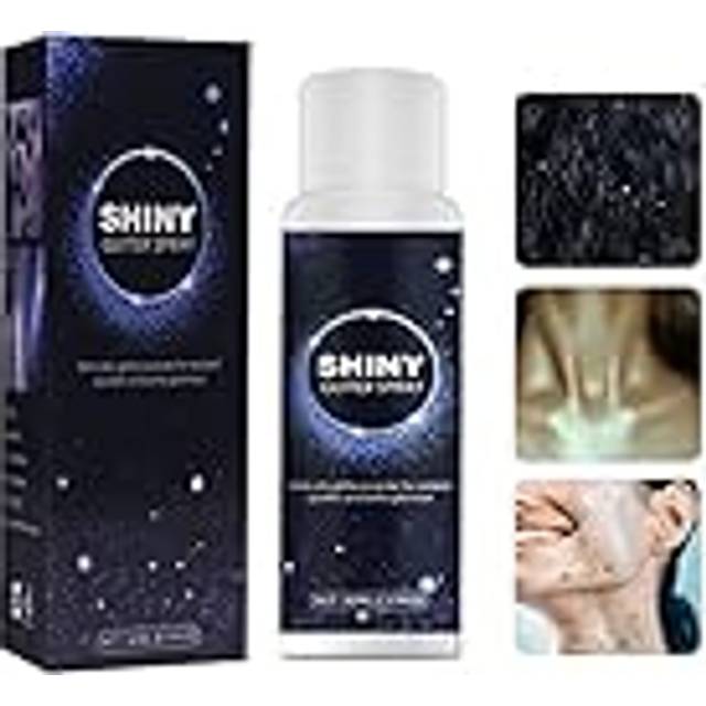 HASAIKA Glitterspray kropp, body glitterspray, 60 ml kroppsspray med stjärnglitter gnistrande kroppshår highlighter make up glitter för hår ansikte kropp, jul, halloween