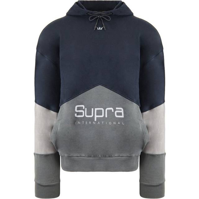 Supra Long Sleeve Pullover Navy Blue Mens 92 Fleece Hoodie 102552 018 - Dark Grey Cotton - Size Small