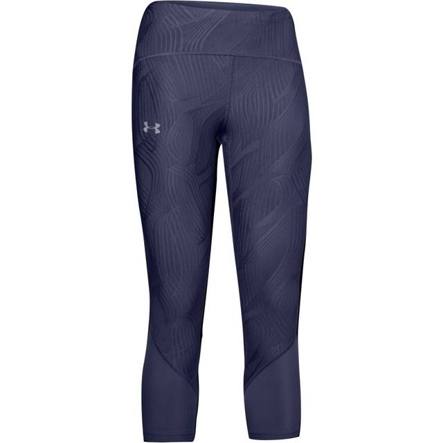 Under armour fly fast jacquard womens blue cropped leggings