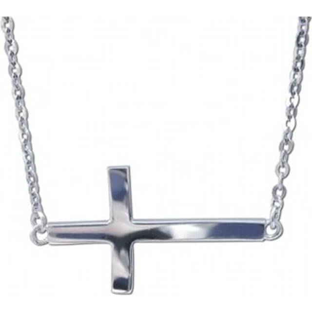Jewelry 14k White Gold Sideways Cross Necklace