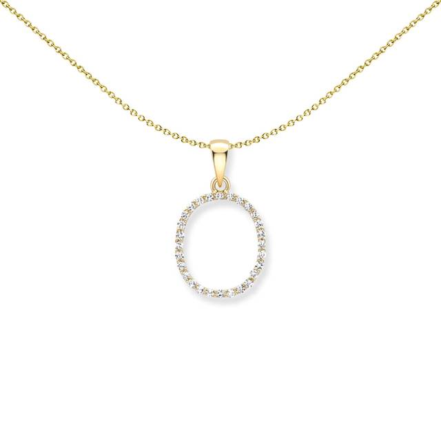 Jewelco London 18ct Yellow Gold Diamond Initial Charm Pendant Letter O 10mm x 16mm - INNR0213-O