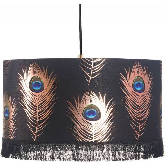 Peacock Feathers Drum Pendant Lamp - MINDTHEGAP, Large (Large)