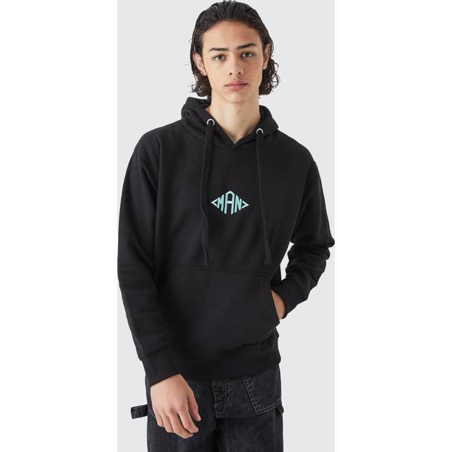 Mens Black Man Oversized Heavyweight Hoodie
