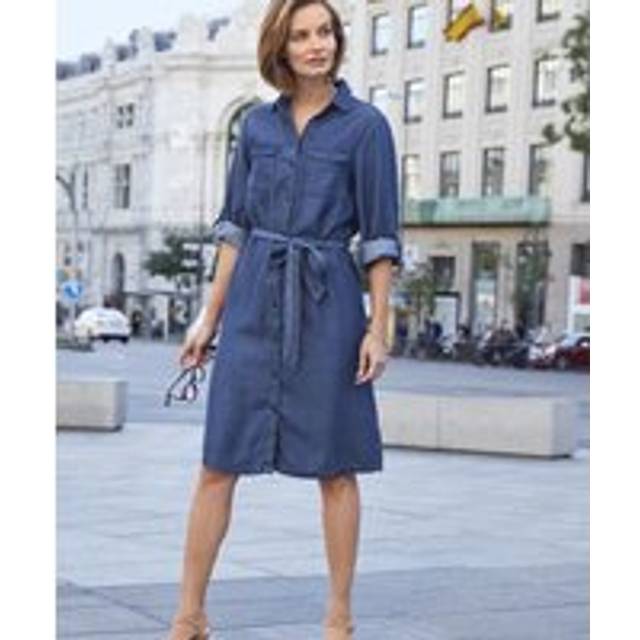 Tencel dress damart women large items flared long sleeves