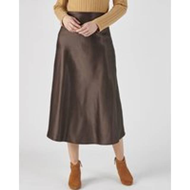 Satin Slip Skirt - Chocolate - 28 31"