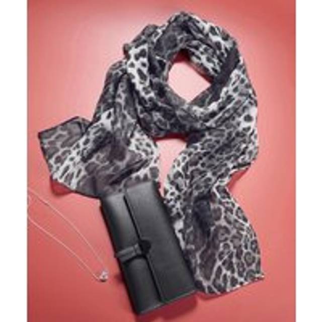 Leopard Print Scarf, Purse and Necklace Set - Black Print - One Size