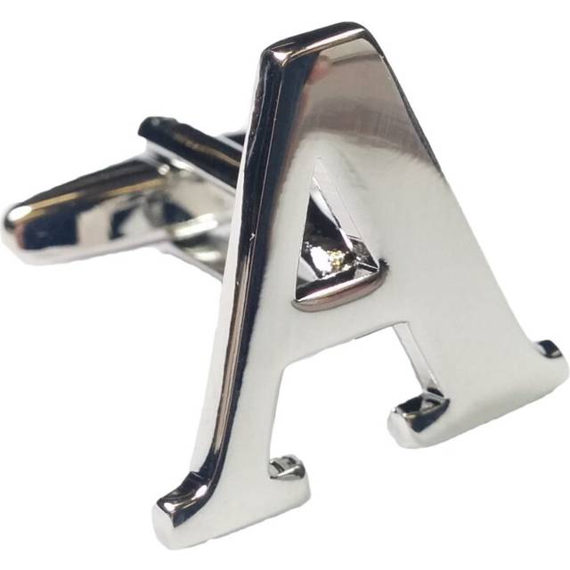 (Letter A) Mix And Match Silver Alphabet Letter Cufflinks Sold Individually So You Can Choose Custom Letters - Please Purchase 2 Cufflinks To Complete