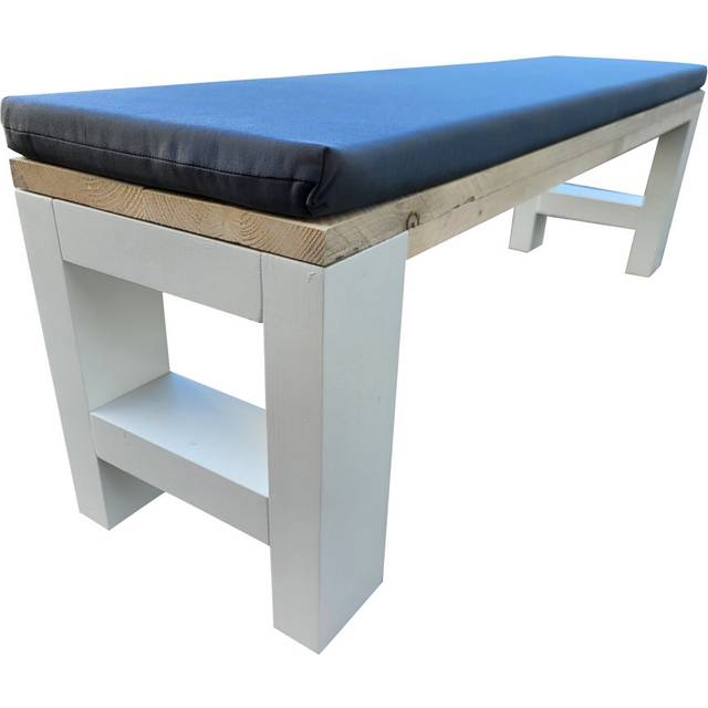 Planada Wooden Picnic Bench - White (40cm H x 160cm W x 38cm D)