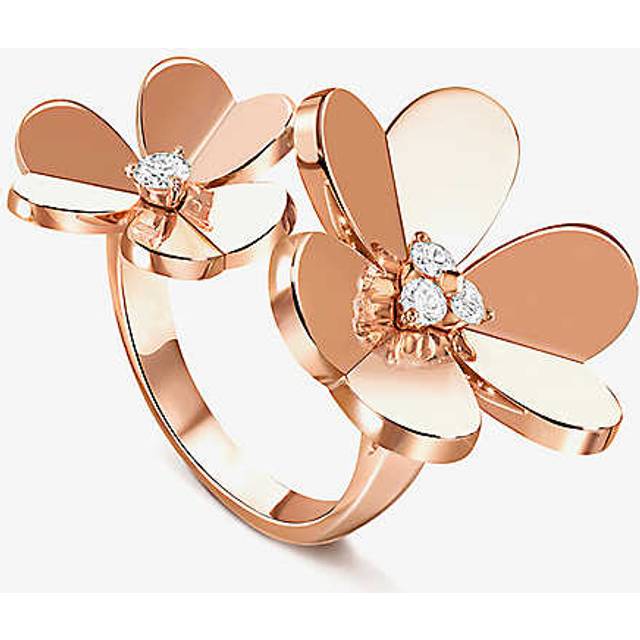 Van Cleef & Arpels Womens Pink Gold Frivole Between the Finger 18ct Rose-gold and 0.24ct Diamond Ring L - PINK GOLD