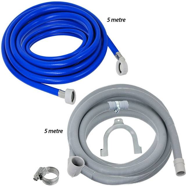 Fill Hose + Drain Hose Extension Set for SMEG, SERVIS, SWAN Washing Machine & Dishwasher 2.5m + 5m