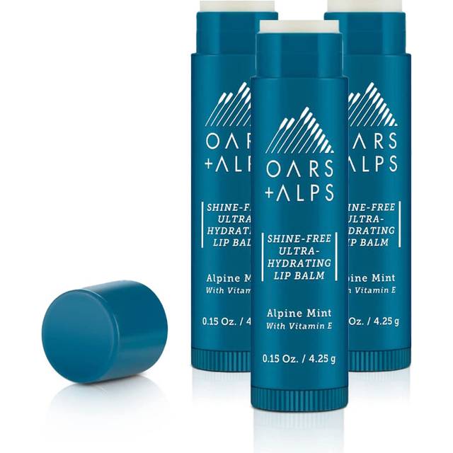 Oars  Alps Shine Free Lip Balm  Ultra Hydrating Lip Care Infused with Vitamin E  Alpine Mint Scent  045 Oz Each  3 Pack
