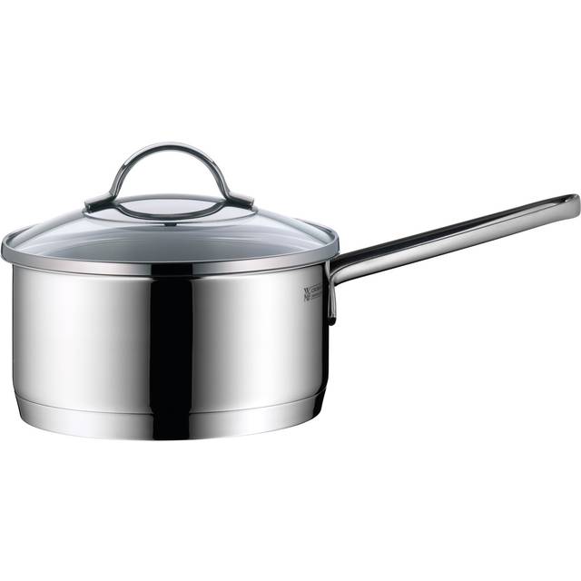 WMF Provence Plus kastrull 16 cm, glaslock, kastrull liten 1,4 l, mjölkgryta induktion, Cromargan polerat rostfritt stål, obelagd, ugnssäker