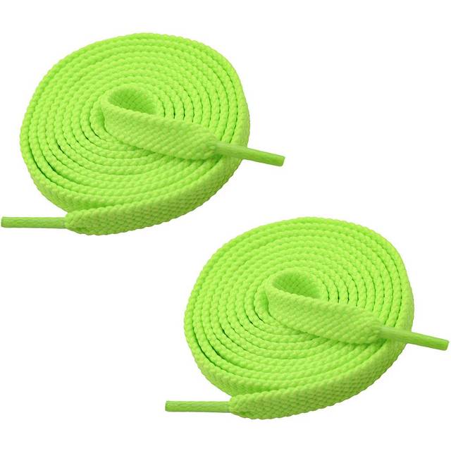 VSUDO Upgrade 79 Double Layer Weave Flat Shoelaces  5/16 Wide Flat Shoe Laces for Adults & Kids Sneakers or Athletic Shoes 1Pair-Neon Green-200CM