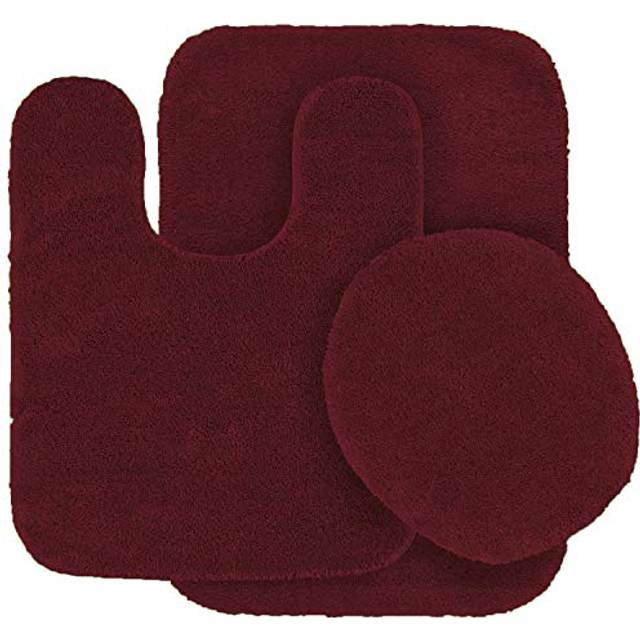 3 pc Solid Burgundy Bathroom Rug Set Bath mats Bath Set Super Soft Anti Slip Soft Mats New
