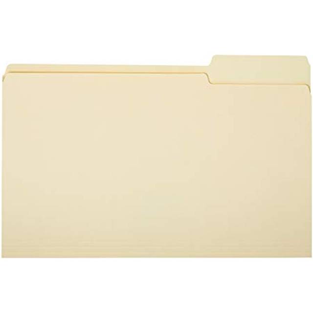 Amazon Basics File Folders  1/3 Tabs in Assorted Positions  8.5 x 14 Inch  Legal Size  Manila - Pack of 100