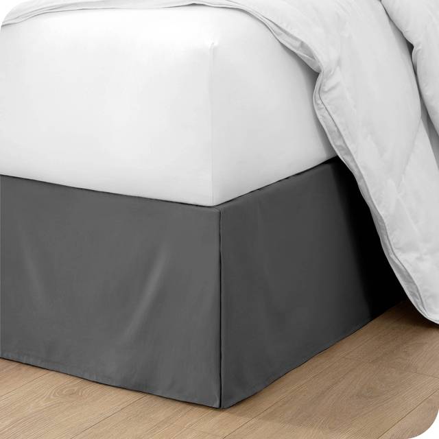 Bare Home Full Bed Skirt  15Inch Tailored Drop Easy Fit  Bed Skirt for Full Beds  Center  Corner Pleats Full  Grey