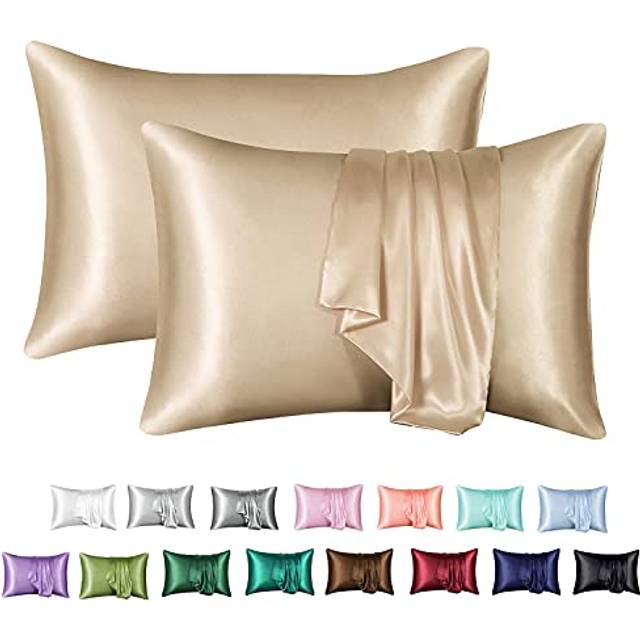 MR&HM Satin Pillowcase for Hair and Skin, Silk Satin Pillowcase 2 Pack, Queen Size Pillow cases Set of 2, Silky Pillow cover with Envelope closure (2