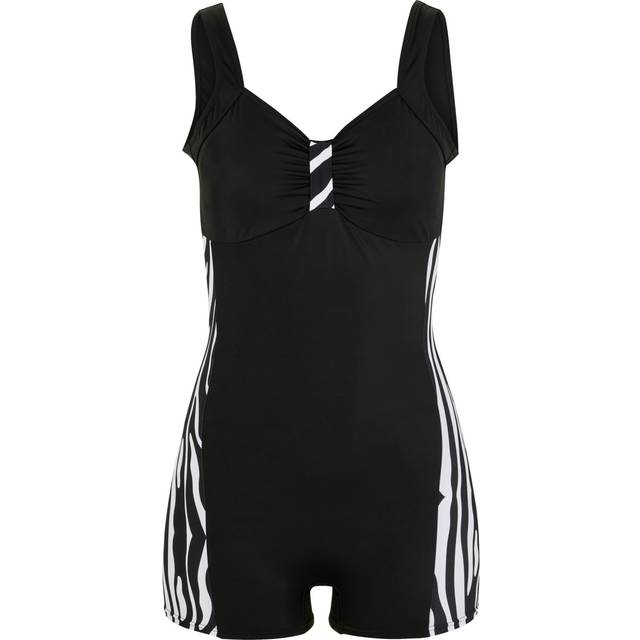 bonprix Sporty Short Leg Swimsuit - Black / White