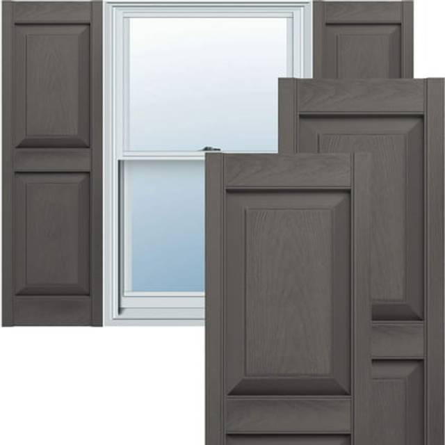 Ekena Millwork Lifetime Vinyl LP2S12X03100TG Standard Two Equal Panel Vinyls  Raised Panel Vinyl Shutters  w/Installation Shutter-Lok's & Matching Scr