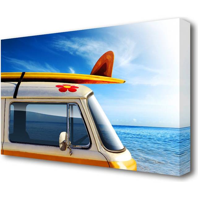 'Camper Van Ready for the Waves Beach' - Canvas Photographic Print (50.8 cm H x 81.3 cm W)