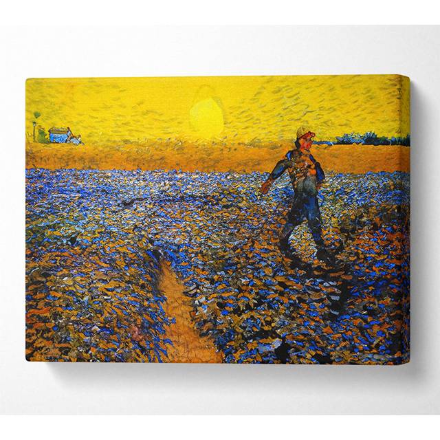 Van Gogh Sower - Wrapped Canvas Art Prints - Multicolour (66cm H x 106.6cm W x 10cm D)