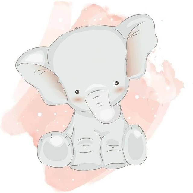Baby Elephant Cute (45.72cm H x 45.72cm W x 1.91cm D)