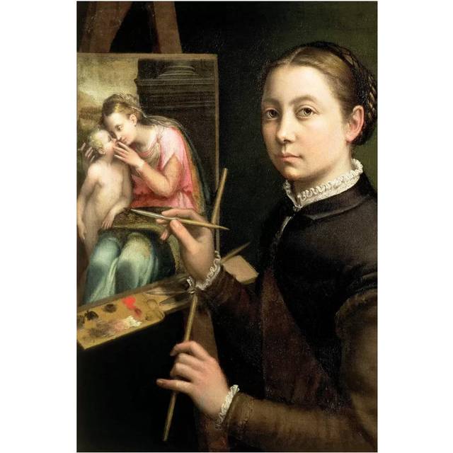 Self Portrait at the Easel, 1556 by Sofonisba Anguissola - Wrapped Canvas Painting (66.04cm H x 45.72cm W  x 1.91cm D)
