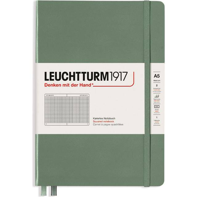Leuchtturm1917 365491 Notebook Medium (A5), inbunden, 251 numrerade sidor, oliv, kvadrat