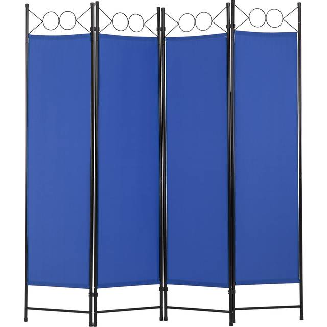 4 Panel Room Divider 6FT Steel Frame Screen Folding Privacy Divider Freestanding Partition for Home Office Bedroom Blue