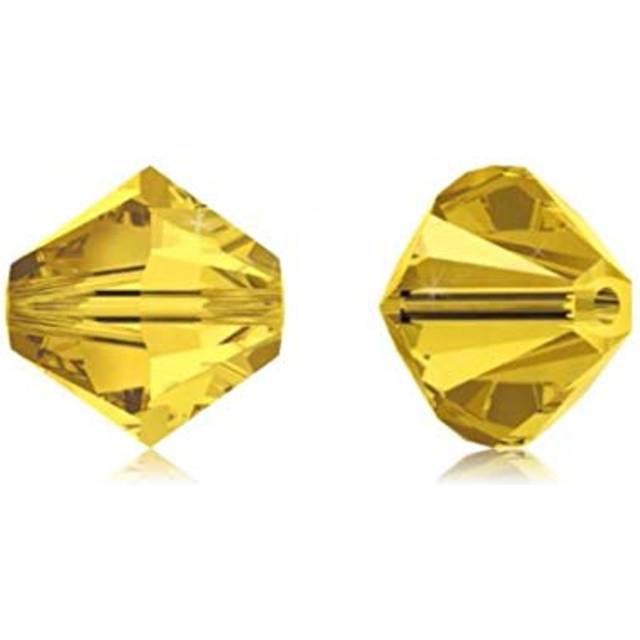 100pcs Adabele Austrian 8mm Faceted Loose Bicone Crystal Beads Amber Yellow Compatible with Swarovski Crystals 5301/5328 SSB807